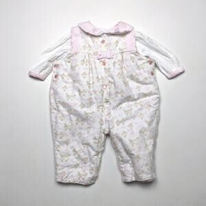 Vintage Romper Baby Girls Size 6-9m Pink Ballerina Puffy